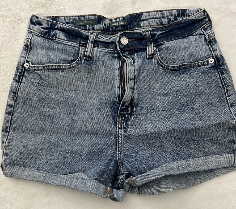 Wild Fable Womens 8/29 High Rise Cuffed Denim Jean Shorts Light Wash Blue